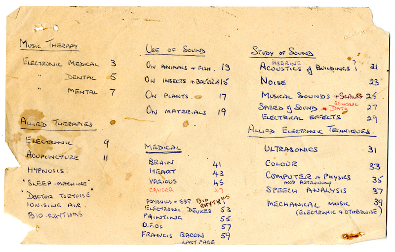 Sound of the Past - Contents - © Daphne Oram Trust